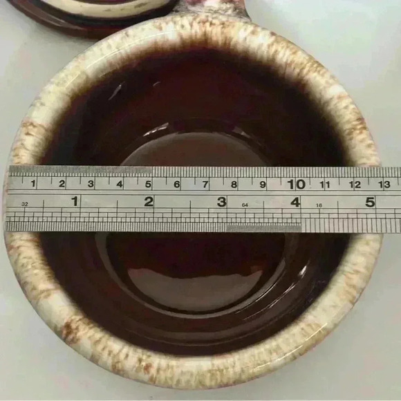 Set  of two vintage Hull Pottery brown drip glaze French onion soup bowls - Picture 7 of 8